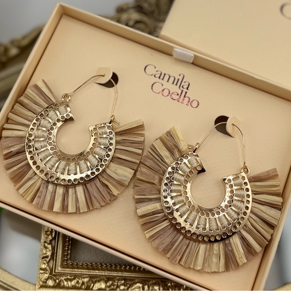 Camila Coelho Raffia Fan Statement Earrings - Picture 4 of 10